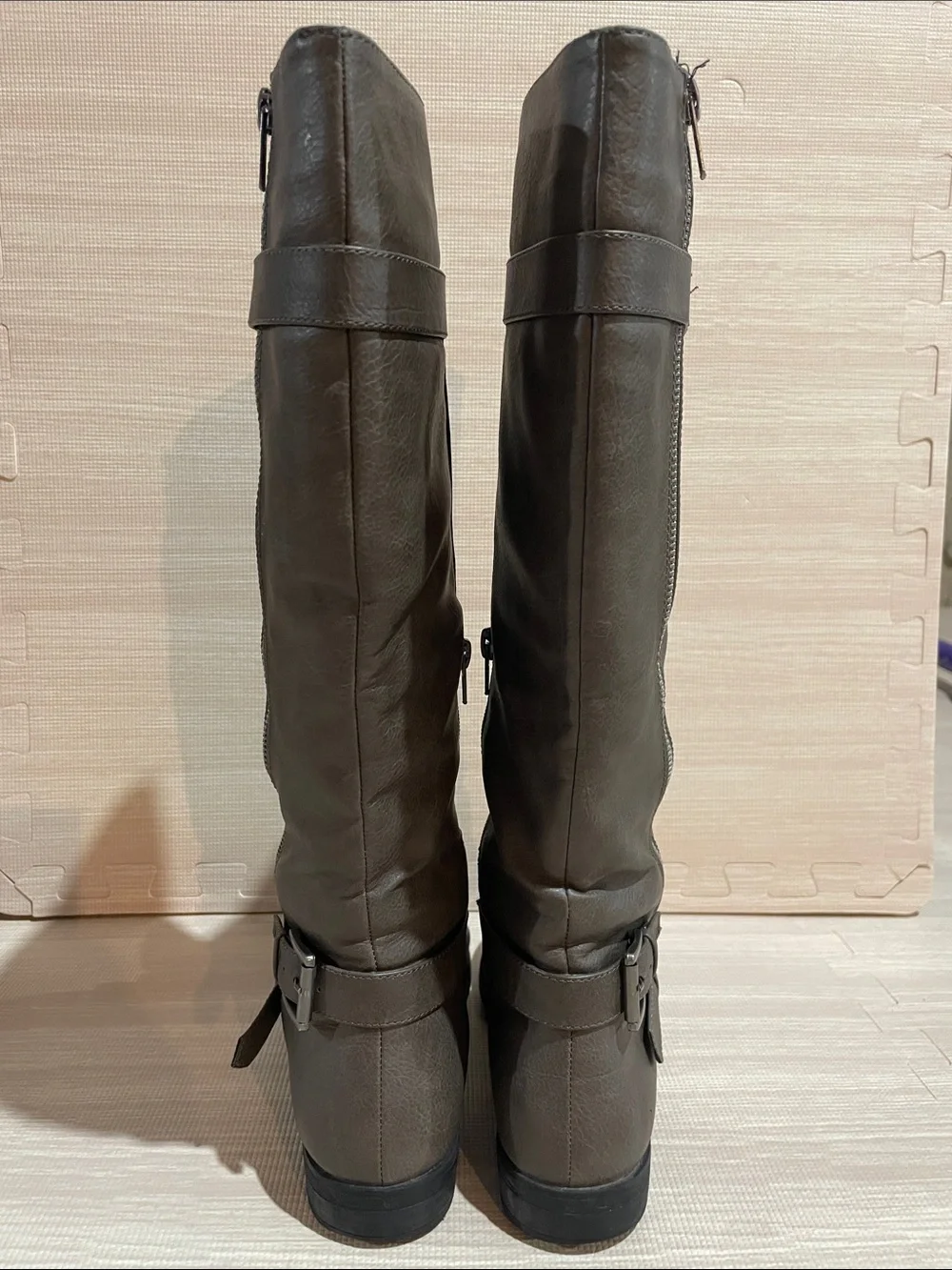 Rampage Tall Buckle Boots - Gray